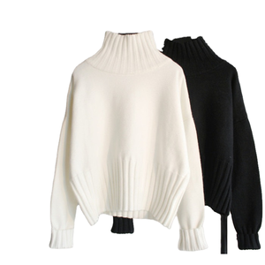 คอลเลคชั่นฤดูใบไม้ร่วง 2025 เสื้อสเวตเตอร์แขนยาวสีดำ คอกลม ทรงหลวม สไตล์สตรีทแวร์ ผ้าไนลอน/อะคริลิกถัก แห้งเร็ว - Product Image 1