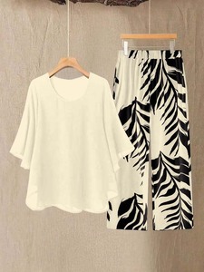 Traje Elegante <span class=keywords><strong>de</strong></span> Gasa <span class=keywords><strong>para</strong></span> <span class=keywords><strong>Mujer</strong></span> <span class=keywords><strong>Tallas</strong></span> <span class=keywords><strong>Grandes</strong></span>, Antiarrugas, Estampado Floral, Largo, Holgado, Novedad 2025 <span class=keywords><strong>para</strong></span> Europa y América, Venta Transfronteriza - Product Image 2