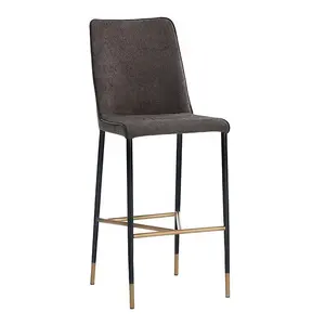 Bar and Restaurant Metal Foam Modern Contemporary Commercial Furniture luxury leather Bar Stools Chair with Back for