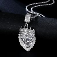 Collier Pendentif Tête de Lion Incrusté de Diamants Style Hip Hop RH, Plaqué Or 18K PVD de Haute Qualité en Acier Inoxydable, Bijou Tendance - Grande Vente
