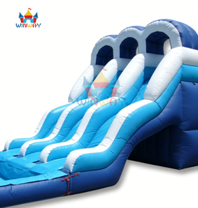 Factory Best Quality Blue Wave Three lane Custom <b>Inflatable</b> Wet <b>Slides</b> <b>Inflatable</b> <b>Water</b> <b>Slide</b> with Swimming Pool for Sale - Product Image 5