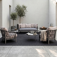 Offre Spéciale – Ensemble de Canapés Modulables de Luxe Contemporains et Modernes en Corde Tressée pour Patio, Mobilier de Loisirs Durable, Imperméable et Résistant aux Intempéries pour l'Extérieur