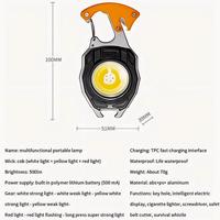 W5147 Lampe de Poche Multifonctionnelle Mini Torche Porte-clés COB, Lampe de Travail Rechargeable pour Camping Extérieur, avec Allume-Cigare