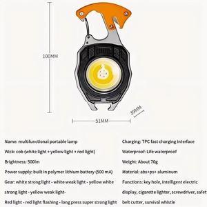 W5147 Multifunctional Flashlight Mini Keychain <strong>Torch</strong> COB Work Light Rechargeable Outdoor Camping COB Light <strong>Cigarette</strong> <strong>Lighter</strong> - Product Image 2