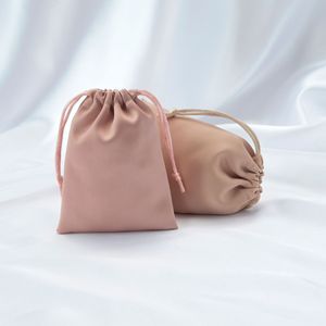 Custom Logo Silk Jewelry Ring Gift Bags Ribbon <b>Drawstring</b> Packaging Bags Luxury Diamond Necklace Wedding Candy Bags - Product Image 2