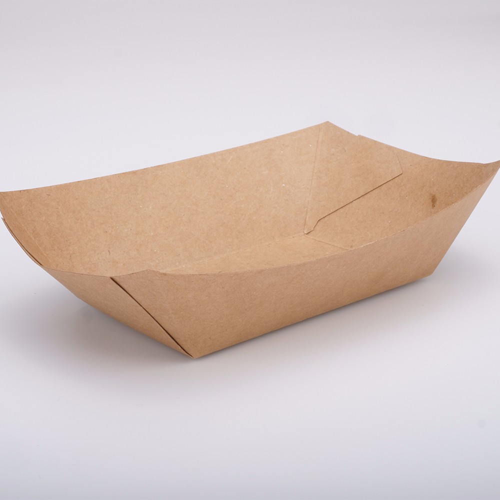 32oz paper tray for food Grade Kraft Paper Tray for Hot Dogs and French Fries French Fries Boat Tray Paper Plates & Bowls