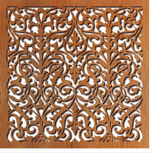 Panneau mural décoratif en bois sculpté à motifs floraux, écran de séparation en bois découpé au laser pour la décoration du salon ou du bureau - Product Image 1