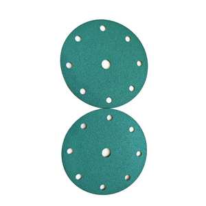 100 unidades de discos abrasivos de película de circonio verde de 6 pulgadas (150 mm) con 9 agujeros para pulido, papel de <span class=keywords><strong>lija</strong></span> al por mayor P240 verde para desbaste - Product Image 3