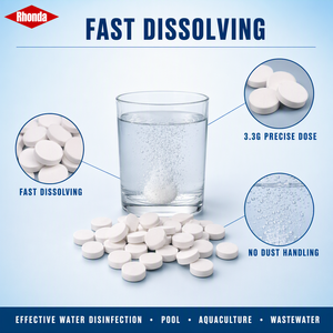 Comprimés effervescents professionnels SDIC anti-mousse 3,3g à dissolution rapide pour le traitement de l'eau des piscines, produits chimiques Henan - Product Image 1