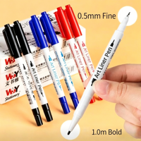 Stylo double pointe fineliner, marqueur double tête pour tableau blanc, pour dessin, croquis, papeterie étudiante, encre bleue, rouge, noire, 10 pièces/boîte