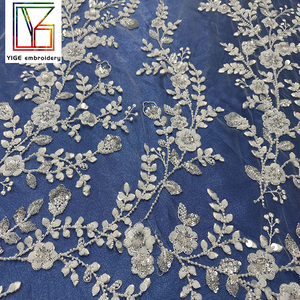 Mới Sang Trọng 3D Đính Cườm Sequin Vải Tuyn Ren Vải Pháp Wedding Thêu Sequins Trắng Bridal <span class=keywords><strong>Net</strong></span> Ren Vải Cho Evening Dresses - Product Image 5