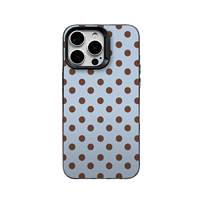 Coque de téléphone antichoc minimaliste en TPU mat à motif pois bleus et bruns, motif géométrique, pour iPhone 17 16 15 14 13 Pro Max