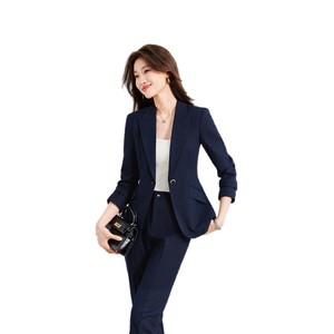 Women's Suit Set Slim Fit Two-Piece Business Office Lady Full Sleeve Worsted Anti-Wrinkle Spring Autumn Wear - Product Image 5