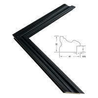 Moulure en bois massif pour cadre photo 41x32mm, profil rainuré noir pour encadrement de toiles et peintures à l'huile