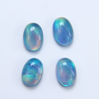 Opale Aurora Synthétique + Cristal Blanc Iridescent à Couleurs Changeantes Cabochon 10x14mm à Incrustation Facile pour Bijoux DIY