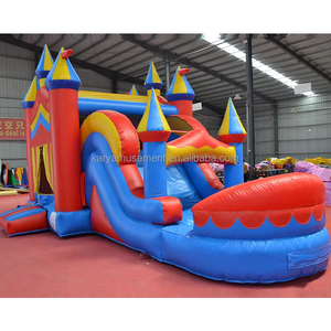 Château gonflable commercial en PVC avec toboggan aquatique et piscine, jeux gonflables commerciaux - Product Image 2