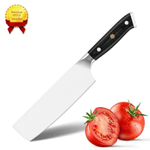 10% kapalı özel Logo siyah Pakka ahşap 7 inç 1.4116 couteau de mutfağı nakiri bıçak yapılmış alman paslanmaz çelik