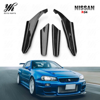 Pour Skylline R34 GTR, canard de pare-chocs avant OEM, 4 pièces, fibre de carbone