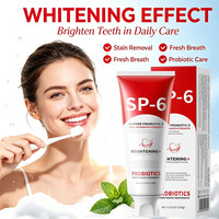 Dentifrice blanchissant probiotique OEM SP-6, 6 probiotiques, élimination des taches, sans fluor, fabricant de soins bucco-dentaires en marque privée