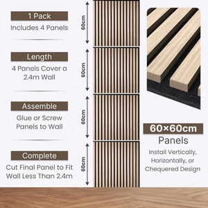 Panneaux muraux acoustiques en bois de noyer américain de luxe, style moderne, couleur fumée foncée, Akupanel 2400*600mm, grandes dimensions, panneaux muraux acoustiques à rayures - Product Image 3