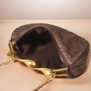 Bolso de mano de paja para mujer con asa superior, elegante bolso de noche con cadena desmontable para vacaciones en la playa, bodas y fiestas - Product Image 5