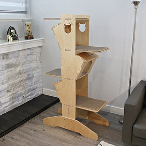 Meuble pour animaux de compagnie en bois personnalisé, tour d'escalade pour chat, maison à gratter, fabriqué par le fabricant - Product Image 1