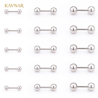 KAVNAR Boucles d'oreilles barbell droites en acier inoxydable avec boule filetée 6mm 3mm 4mm 5mm pour piercing de cartilage et corps