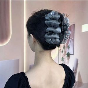 Elegant Black Fabric Feather Hair <b>Clip</b> 12cm Gripper for Women Daily Use - Product Image 5