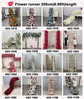 Fleurs de table de mariage, guirlande de roses, fleurs d'allée, fleurs artificielles en soie rose, rouge, blanc, chemin de table pour décoration de mariage