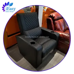 Foshan DIY black genuine leather diamond stitching single manual recliner chair swivel rocker recliner lazy boy rocker recliner