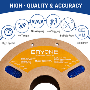 <span class=keywords><strong>Eryone</strong></span> Haute Vitesse 1.75mm <span class=keywords><strong>TPU</strong></span> Transparent Bleu 1KG pour Imprimante FDM Produit Plastique - Product Image 5