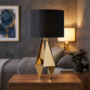 Lampe de table simple en laiton de style côtier avec abat-jour rectangulaire en tissu beige E26/E27 LED AC 110V, éclairage décoratif pour chambre à coucher - Product Image 5