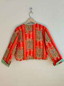 Blouson Bomber en Coton Imprimé Tigre Rayé Orange, Écologique, Respirant, Fait Main, Bohème, Hiver, Réversible, Standard - Product Image 6