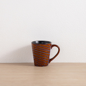 Juego de Vajilla de Gres con Rayas Diagonales y Efecto de Horno, Vajilla de Cerámica Multicolor con Exterior Negro, Logotipo Personalizado, Venta al por Mayor - Product Image 3