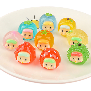 CHENXI Vente en gros de breloques en plastique rondes en forme de fruits 3D Kawaii qui brillent dans le noir, 9 couleurs, kit de décoration pour coque de téléphone DIY - Product Image 1