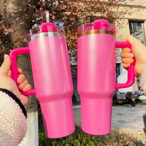 Gobelet de sublimation 40oz H2.0 en cuivre rose pailleté arc-en-ciel, gravé au laser, pour la Saint-Valentin et la Fête des Mères, idéal pour les cadeaux - Expédition depuis l'entrepôt américain - Product Image 5