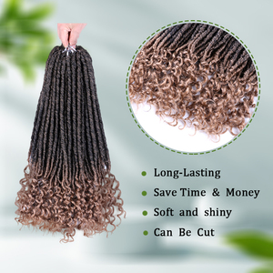 Nueva llegada Goddess Locs Crochet Hair 20 pulgadas Boho Faux Locs con rizos River Hippie Hair Pre Looped Bohemian - Product Image 3