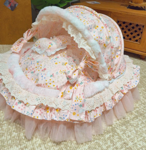 Tente de lit pour animaux de compagnie en dentelle, style princesse, maison pour chien et chat, douce, chaude, confortable, pliable, portable, nid de sommeil pour animaux de compagnie d'intérieur, coussin - Product Image 3