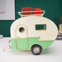 Modèle de voiture vintage en métal pour remorque en gros, pour cadeaux d'anniversaire d'entreprise, décoration de restaurant, couleurs vert et bleu