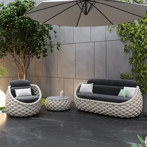 Fulin meubles en osier incurvé mobilier d'extérieur modulaire Garten sectionnel petit canapé extérieur assis ensembles bambou