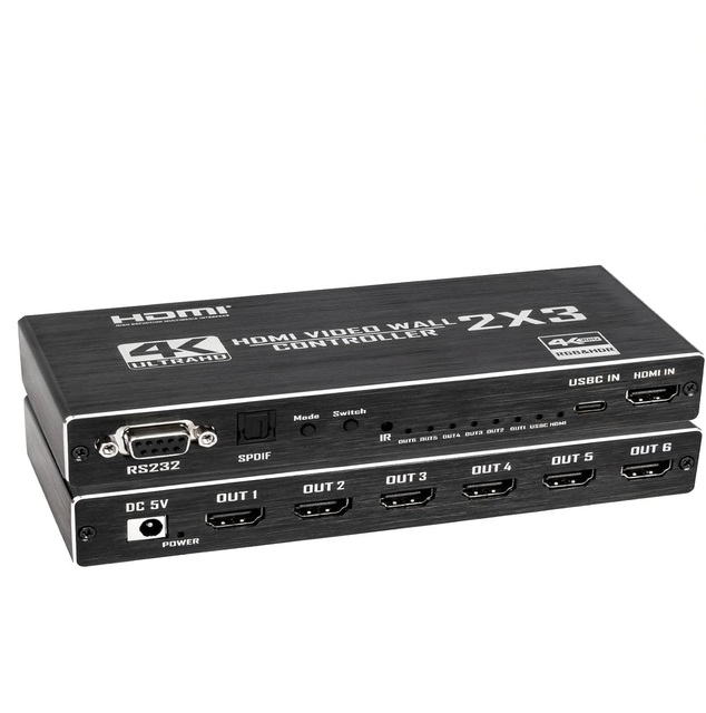SYONG 2X3 High 4K HDMI1.4 DVI Video Wall Controller with USB-C Input 6-Channel TV Wall Processor 2x2 4x1 3x1 2x1 1x4 1x3 1x2 Et