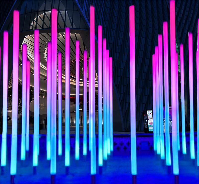 Outdoor Colorful and Luminous Column Landscape Lights Festival Interactive Water Column Running Light