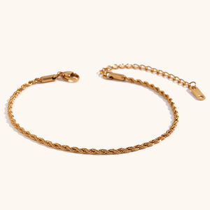 Dingran <span class=keywords><strong>Collier</strong></span> et Bracelets de Cheville Chaîne Torsadée Tendance d'Été, Dorés, Accessoires pour Hommes - Product Image 6