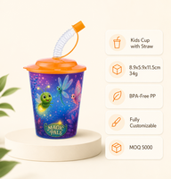 Usine directe personnalisable 3D réutilisable enfants boisson tasse écologique PP matériel paille accessoire personnalisable en plastique verres