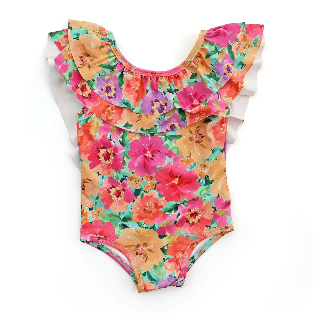 Maillot de bain sans manches à volants pour bébé filles été à fleurs vintage