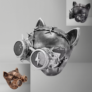 Masque de chat Steampunk <span class=keywords><strong>Cyber</strong></span> <span class=keywords><strong>Punk</strong></span> Masques de fête d'Halloween faits à la main avec lunettes LED pour le fabricant de costumes de carnaval à thème - Product Image 3