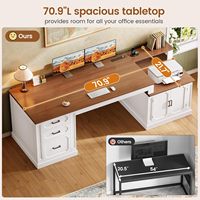 Bureau de direction haut de gamme avec tiroirs à dossiers verrouillables et armoire de rangement, table d'ordinateur ergonomique avec prise de courant intégrée