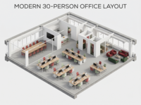 Ensemble de bureaux modulaires LIWEI modernes pour 6 personnes, avec panneaux en bois durables, pour une collaboration efficace du personnel