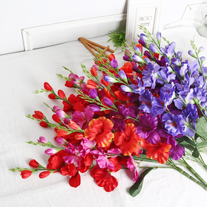 Bouquet de fleurs artificielles en soie Lichao, gladiolus rose, décoration de mariage et de maison, arrangement floral fait main à 5 tiges - Product Image 4