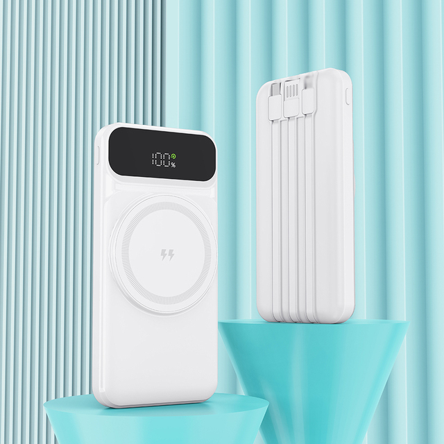 10000mAh Digital Display Power Bank 15W Wireless Charge PD 22.5W Fast Charging With 3 Cables Power Bank